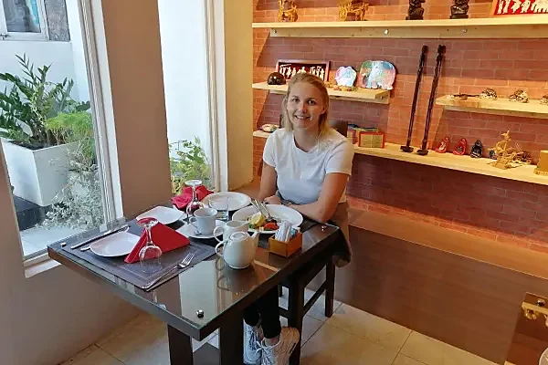 Guests at breakfast table